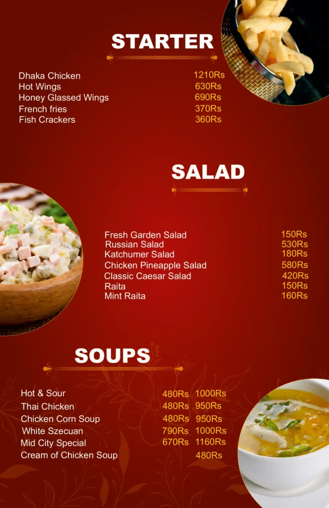 MidCityHotel Vehari menu