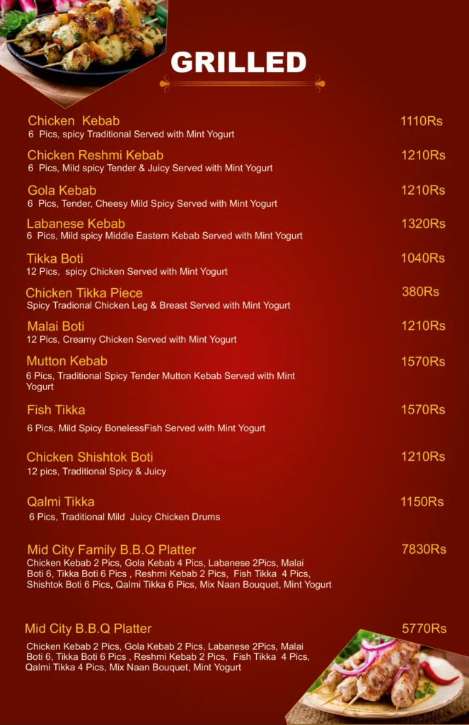 MidCityHotel Vehari menu